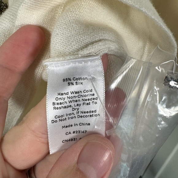 NWOT Talbots Bejeweled Cream Knit Sweater Embellished Women Size XLarge - Picture 6 of 8